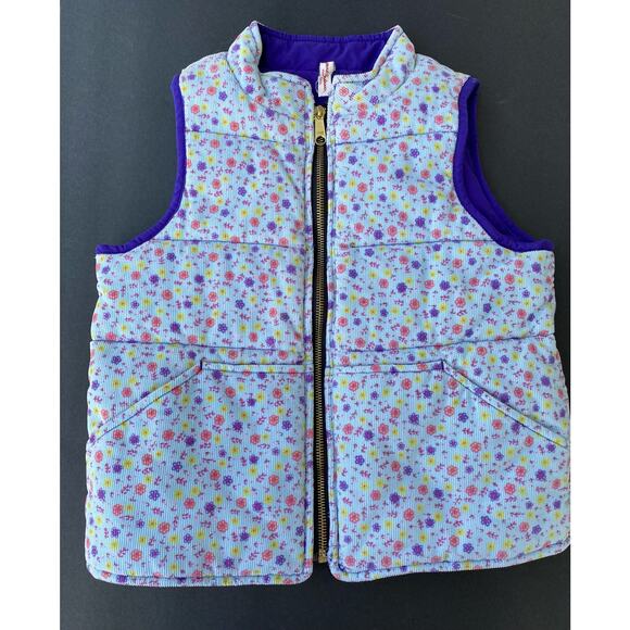 Hanna Anderson Reversible‎ Winter Vest Floral Purple Size Eur 120 US 5T - Picture 1 of 12